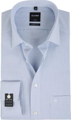 OLYMP Luxor Shirt SL7 Modern Fit Blauw Ruit