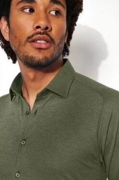 Desoto Overhemd Strijkvrij Modern Kent Donkergroen -Kleding Kortings Winkel 70459 4