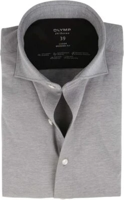 OLYMP Luxor Jersey Stretch Overhemd 24/Seven Grijs