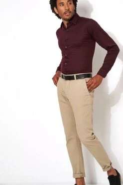 Desoto Overhemd Strijkvrij Modern Kent Donkerpaars -Kleding Kortings Winkel 71268 5