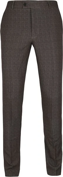 Suitable Pantalon Jersey Ruit Bruin