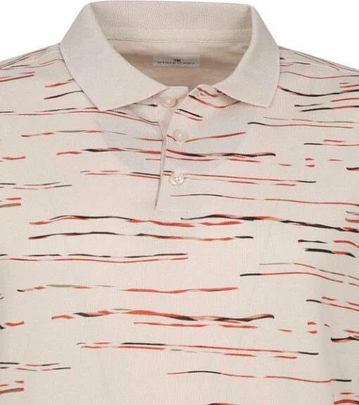 State Of Art Polo Print Beige - Afbeelding 3