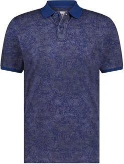 State Of Art Polo Pique Print Donkerblauw