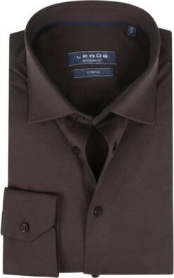 Ledub Tricot Overhemd Donkerbruin -Kleding Kortings Winkel 74328 1 1