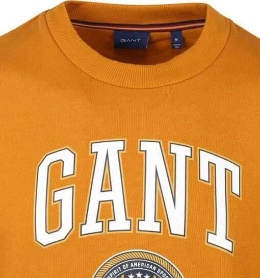 Gant Sweater O-Hals Okergeel - Afbeelding 2