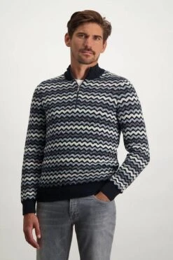 State Of Art Half Zip Donkerblauw Print -Kleding Kortings Winkel 74541 2 1