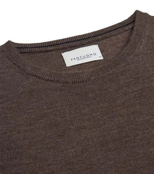 Profuomo Pullover Merinowol Taupe - Afbeelding 6