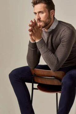 Profuomo Pullover Merinowol Taupe -Kleding Kortings Winkel 75183 3 1