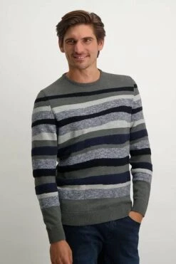 State Of Art Jacquard Trui Streep Grijs -Kleding Kortings Winkel 75274 2 1