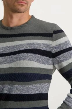 State Of Art Jacquard Trui Streep Grijs -Kleding Kortings Winkel 75274 3