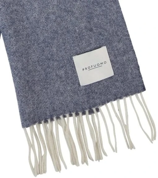 Profuomo Sjaal Lamswol Mid Blauw - Afbeelding 4