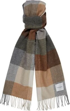 Profuomo Sjaal Lamswol Cognac Geruit