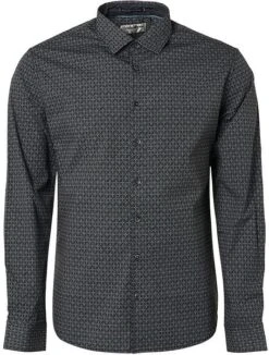 No-Excess No Excess Overhemd Patroon Zwart -Kleding Kortings Winkel 76272 1 1