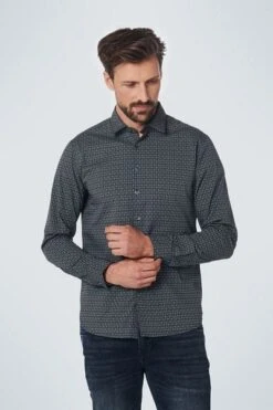 No-Excess No Excess Overhemd Patroon Zwart -Kleding Kortings Winkel 76272 2 1