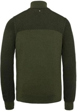 PME Legend Half Zip Trui Knitted Structuur Olijfgroen -Kleding Kortings Winkel 76274 2
