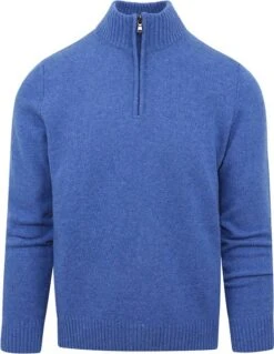 Suitable Half Zip Trui Wol Blend Blauw