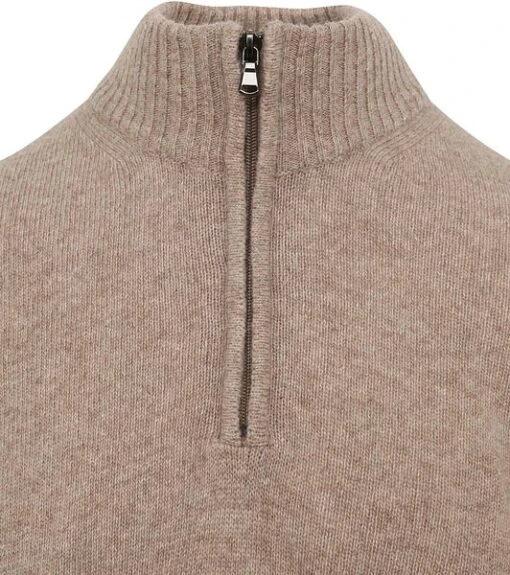 Suitable Half Zip Trui Wol Blend Beige - Afbeelding 2