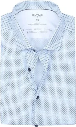 OLYMP Overhemd Level 5 24/Seven Print Lichtblauw