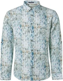 No-Excess No Excess Overhemd Print Aqua Blauw -Kleding Kortings Winkel 77003 1 1