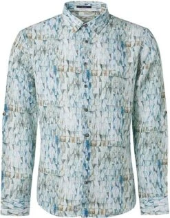 No-Excess No Excess Overhemd Print Aqua Blauw