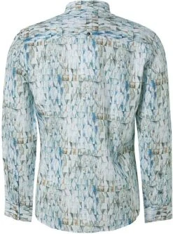 No-Excess No Excess Overhemd Print Aqua Blauw -Kleding Kortings Winkel 77003 2