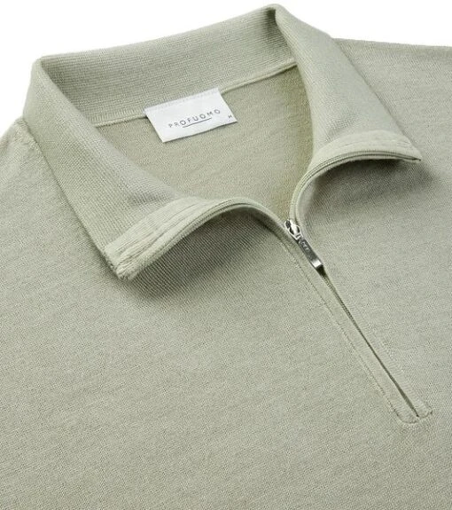 Profuomo Half Zip Trui Wol Groen - Afbeelding 4