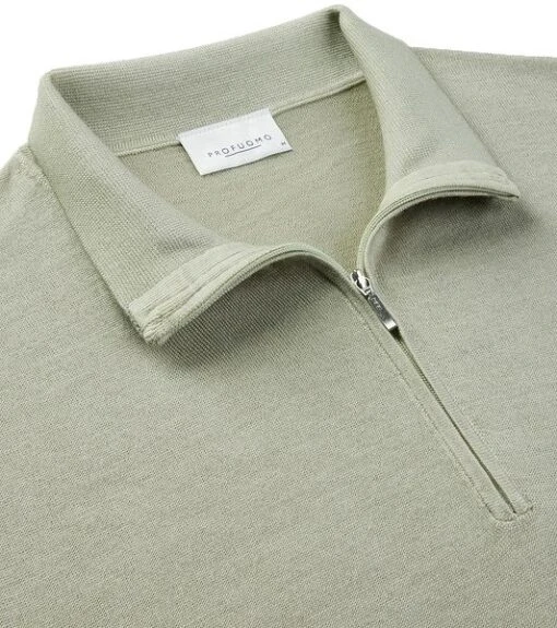 Profuomo Half Zip Trui Wol Groen - Afbeelding 2