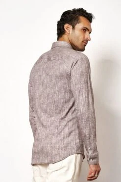 Desoto Overhemd Melange Bruin -Kleding Kortings Winkel 77106 3
