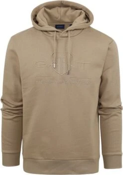 Gant Hoodie Tonal Shield Beige -Kleding Kortings Winkel 77213 1 1