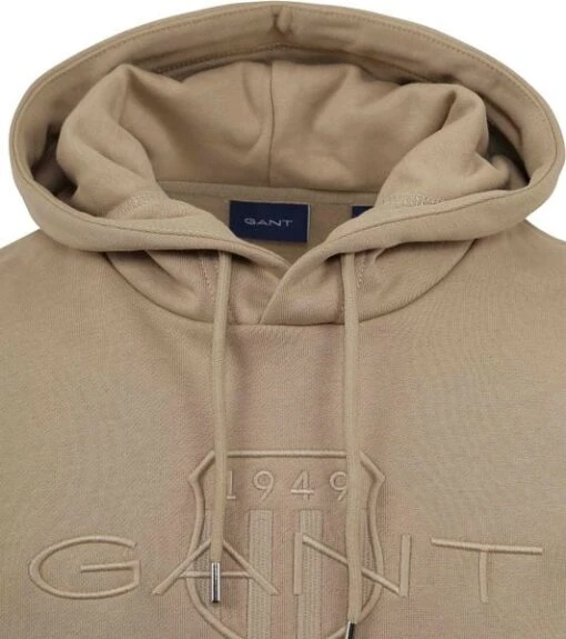 Gant Hoodie Tonal Shield Beige - Afbeelding 6