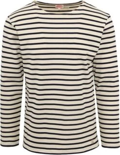 Armor-Lux Houat Trui Strepen Zwart Ecru -Kleding Kortings Winkel 77351 1 1
