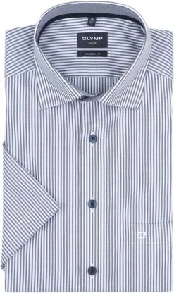 Olymp Luxor Shortsleeve Overhemd Strepen Navy