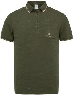 Cast Iron Poloshirt Melange Donkergroen