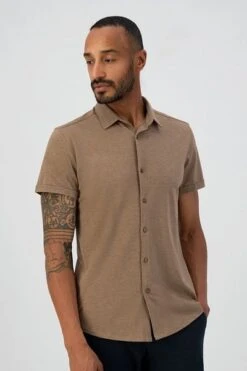 Dstrezzed Short Sleeve Overhemd Bruin -Kleding Kortings Winkel 77734 2 1